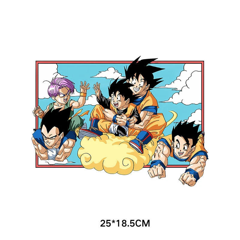 2pcs Cartoon Anime Dragon Ball Iron-on Patches Washable Kid T-Shirts DIY Decoration Cartoon Girl Clothes Bag Applique Gifts