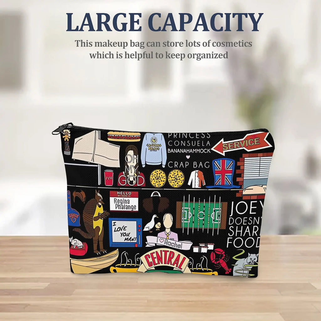 Funny Friends TV Show Makeup Bag Suitable for Dressing Table or Vanity - Iconic Brand Recognition