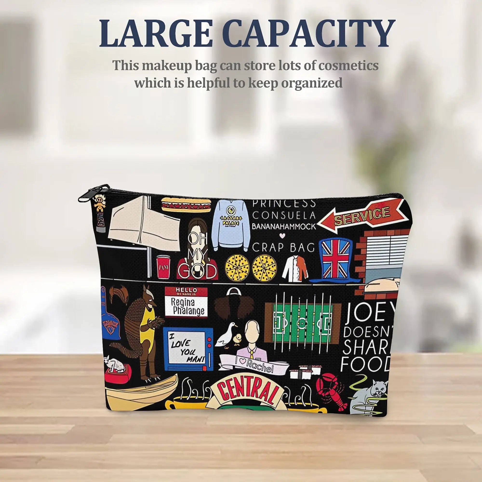Funny Friends TV Show Makeup Bag Suitable for Dressing Table or Vanity - Iconic Brand Recognition