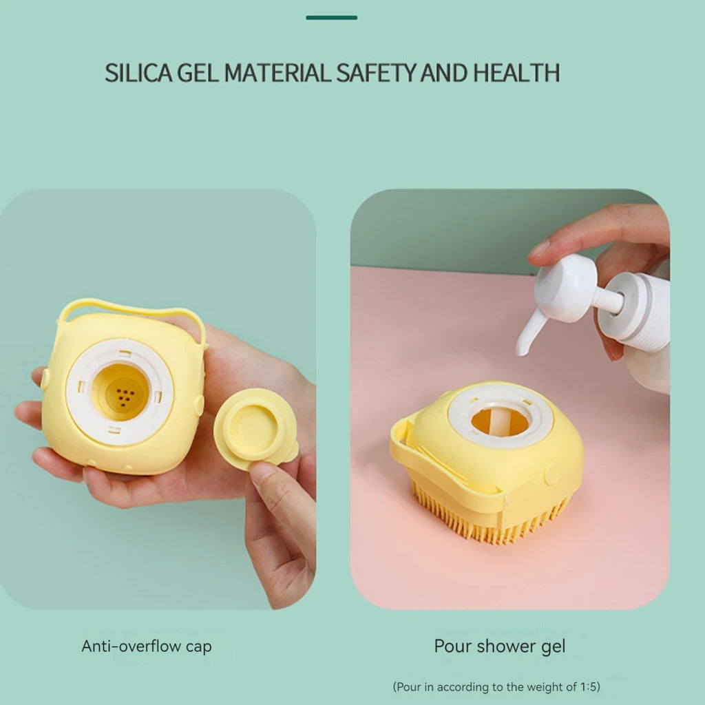Silicone Scrub Massage Brush, Clean & Foam, Soft Durable, Home Bath Essential, Hanging Design