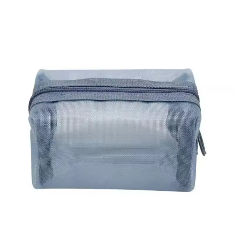 Mini Clear Nylon Mesh Cosmetic Bags Cute Women Small Lipstick Makeup Bags Pouch Data Line Key Earphone Organizer Case