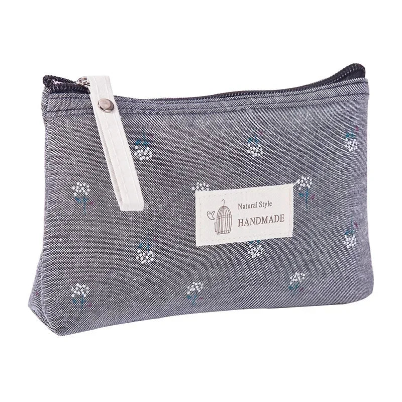 Soft Canvas Dot Print Women Cute Cosmetic Bag Toiletries Organizer Portable Make Up Bags Case Travel Storage Bag