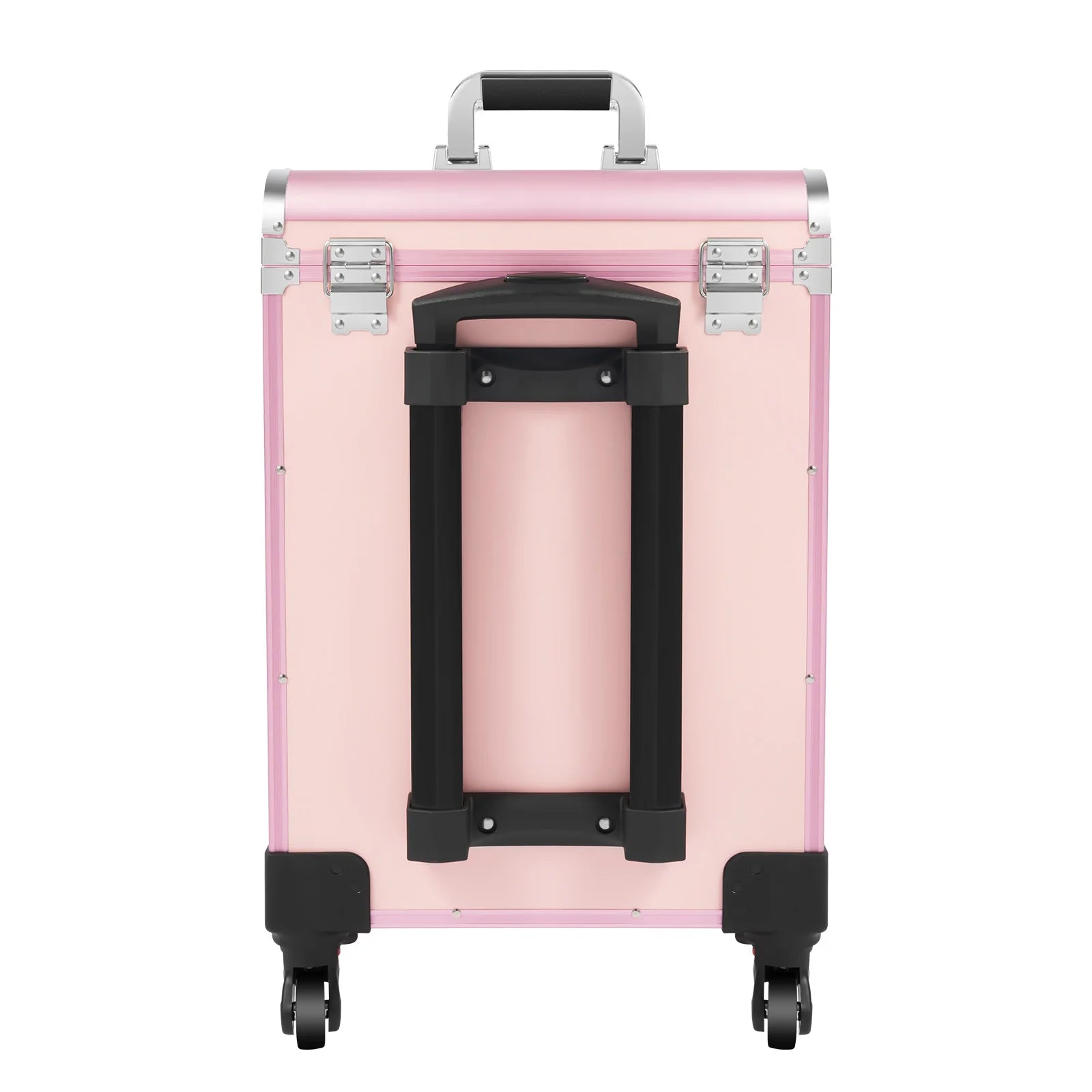 Bymaocar 40 Grids Makeup Train Case Pink Rolling Cosmetic Case 2 Large Drawers Detachable Storage Bag 3 Level Telescopic Handle Lightweight 14.8lbs Silent Universal Wheels for Nail Tattoo Beauty Salon