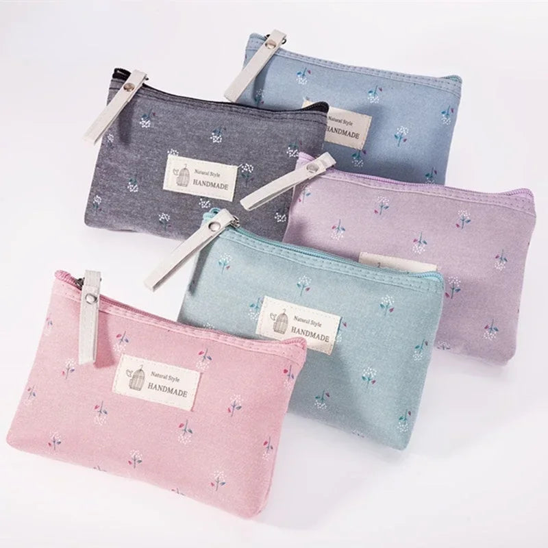 Soft Canvas Dot Print Women Cute Cosmetic Bag Toiletries Organizer Portable Make Up Bags Case Travel Storage Bag