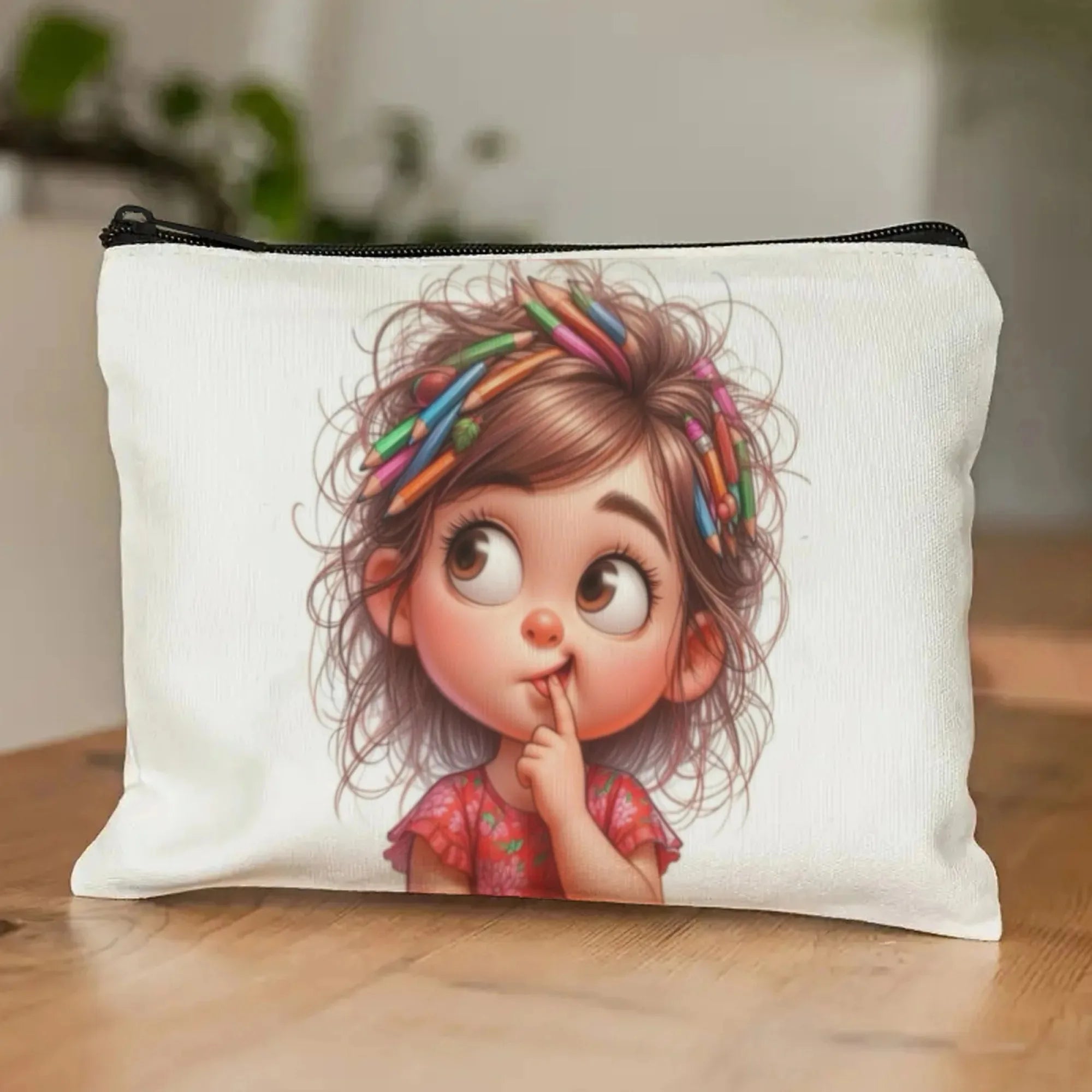 Cartoon Girl Makeup Bag Zippered Toiletry Bag Women Organizer Cosmetic Pouch Coin Purse Travel  Storage Bag Pencil Case