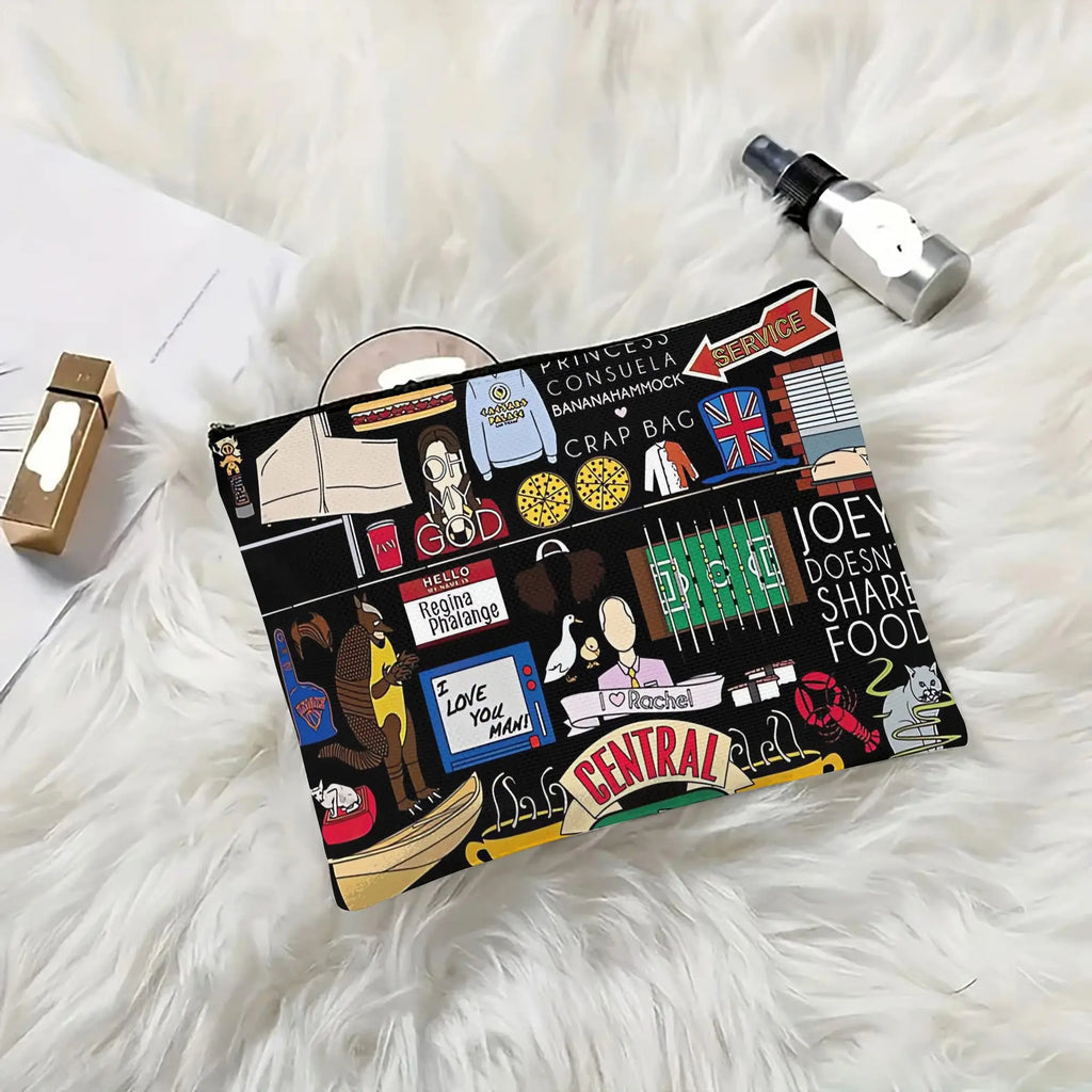 Funny Friends TV Show Makeup Bag Suitable for Dressing Table or Vanity - Iconic Brand Recognition