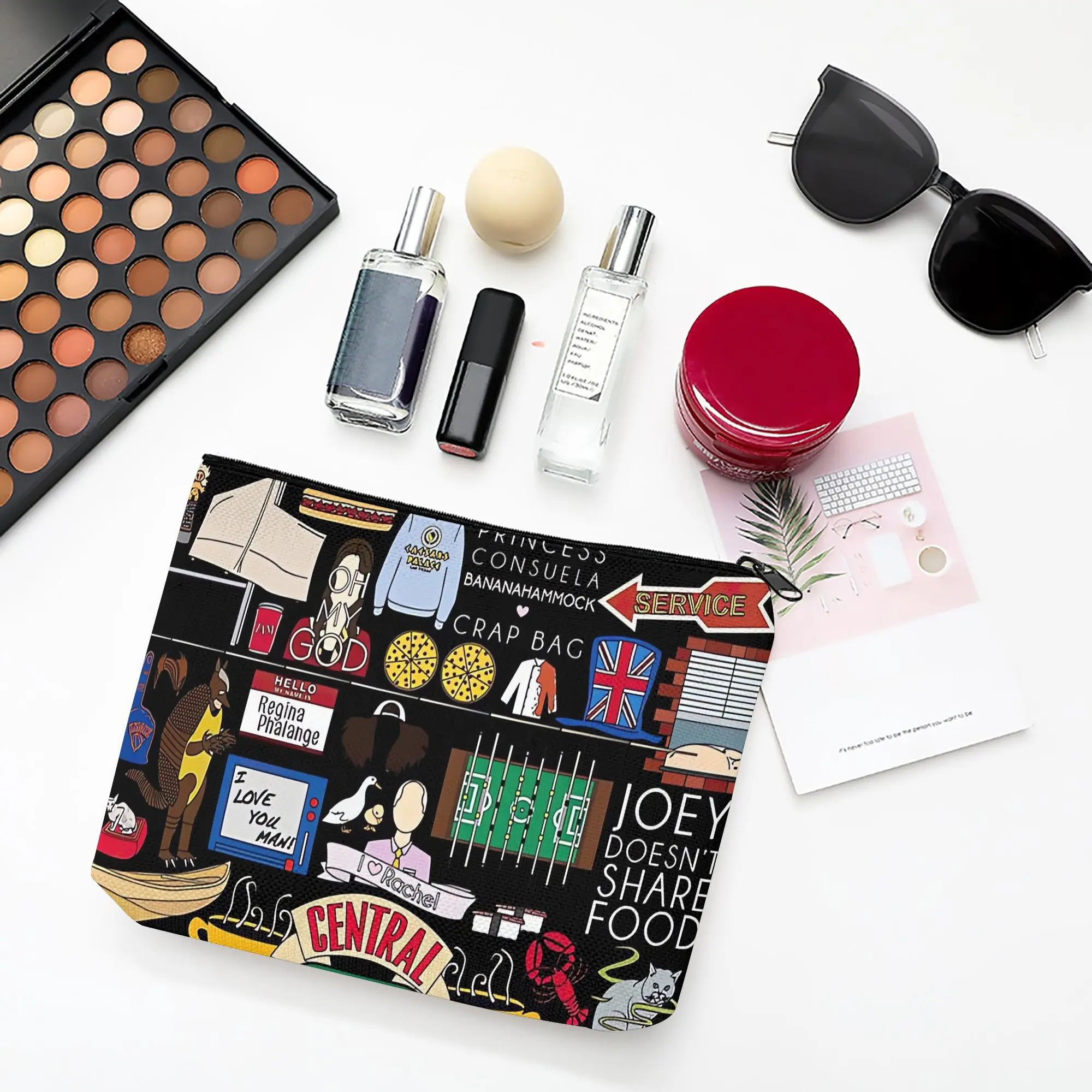 Funny Friends TV Show Makeup Bag Suitable for Dressing Table or Vanity - Iconic Brand Recognition