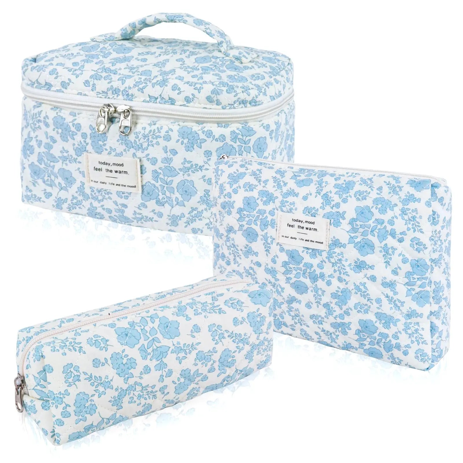 1pcs Cute Quilted Cotton Makeup Bag Women Zipper Cosmetic Organizer Cloth Handbag Box Shape Portable Toiletry Case for Girls