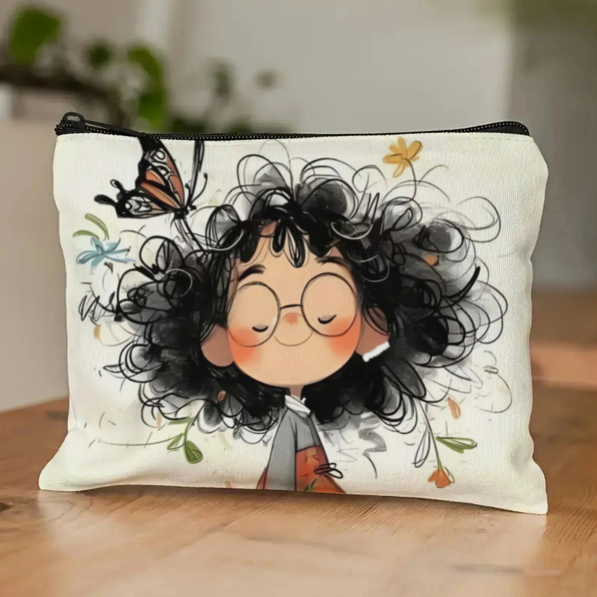 Cartoon Girl Makeup Bag Zippered Toiletry Bag Women Organizer Cosmetic Pouch Coin Purse Travel  Storage Bag Pencil Case