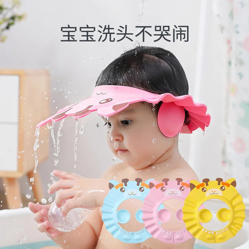 Adjustable Baby Shampoo Cap with Ear Protection Waterproof Infant Toddler Kids Hair Washing Cap Good Baby Bath Hair Washing Product for Children