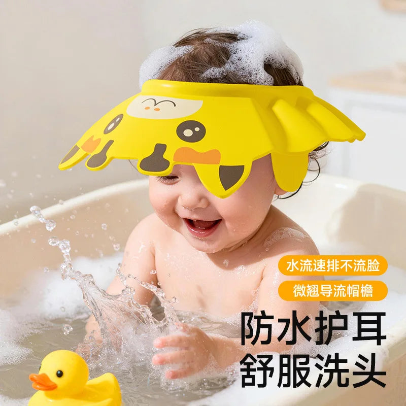 Adjustable Baby Shampoo Cap with Ear Protection Waterproof Infant Toddler Kids Hair Washing Cap Good Baby Bath Hair Washing Product for Children