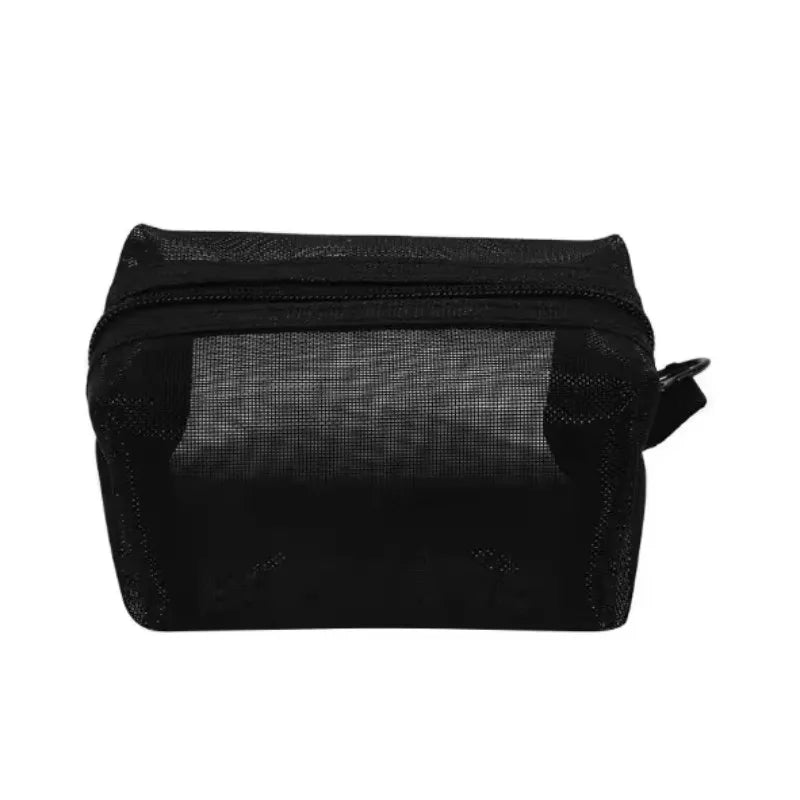 Mini Clear Nylon Mesh Cosmetic Bags Cute Women Small Lipstick Makeup Bags Pouch Data Line Key Earphone Organizer Case