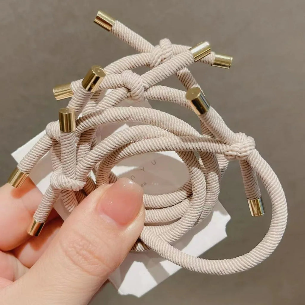 10pcs Knotted Hair Ties, Soft Neutral Color Elastic Hair Bands, Sweet