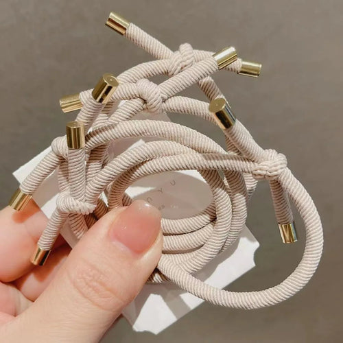 10pcs Knotted Hair Ties, Soft Neutral Color Elastic Hair Bands, Sweet