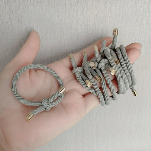 10pcs Knotted Hair Ties, Soft Neutral Color Elastic Hair Bands, Sweet