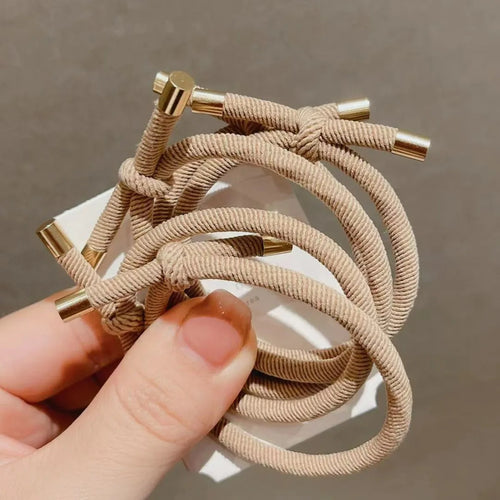 10pcs Knotted Hair Ties, Soft Neutral Color Elastic Hair Bands, Sweet