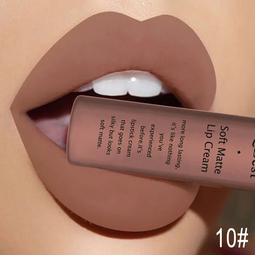 QIBEST Brand 34 Colors Liquid Lipstick Waterproof Matte Nude Lipstick
