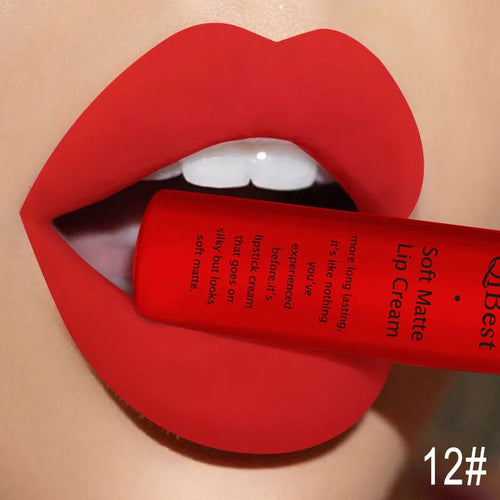 QIBEST Brand 34 Colors Liquid Lipstick Waterproof Matte Nude Lipstick