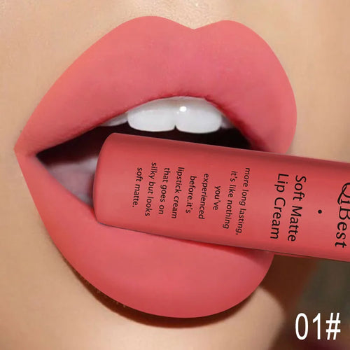 QIBEST Brand 34 Colors Liquid Lipstick Waterproof Matte Nude Lipstick