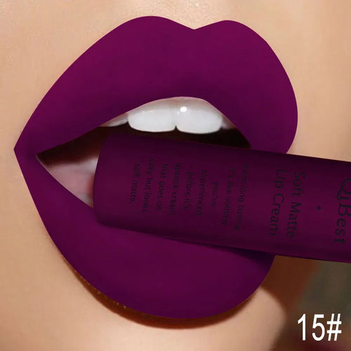 QIBEST Brand 34 Colors Liquid Lipstick Waterproof Matte Nude Lipstick