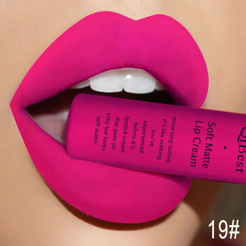 QIBEST Brand 34 Colors Liquid Lipstick Waterproof Matte Nude Lipstick