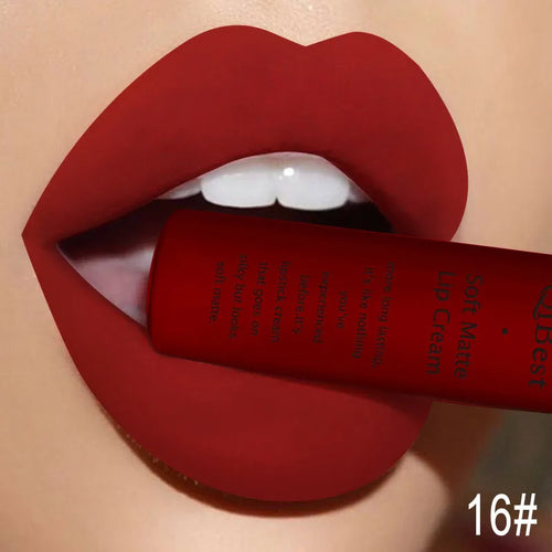 QIBEST Brand 34 Colors Liquid Lipstick Waterproof Matte Nude Lipstick