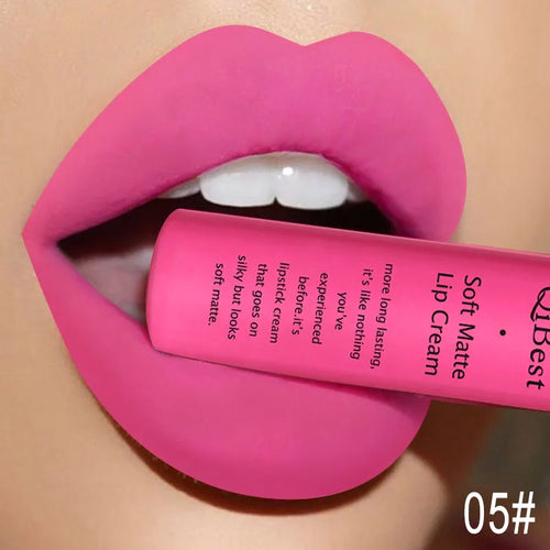 QIBEST Brand 34 Colors Liquid Lipstick Waterproof Matte Nude Lipstick