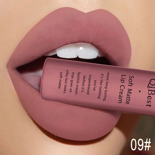 QIBEST Brand 34 Colors Liquid Lipstick Waterproof Matte Nude Lipstick