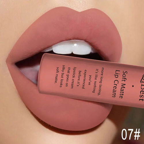 QIBEST Brand 34 Colors Liquid Lipstick Waterproof Matte Nude Lipstick