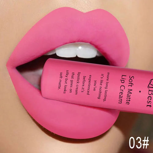 QIBEST Brand 34 Colors Liquid Lipstick Waterproof Matte Nude Lipstick