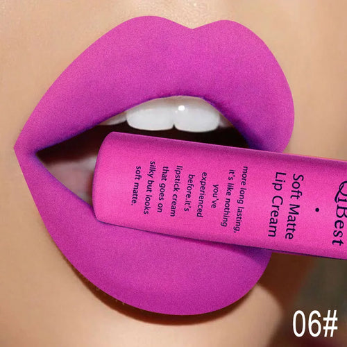 QIBEST Brand 34 Colors Liquid Lipstick Waterproof Matte Nude Lipstick