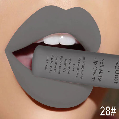 QIBEST Brand 34 Colors Liquid Lipstick Waterproof Matte Nude Lipstick