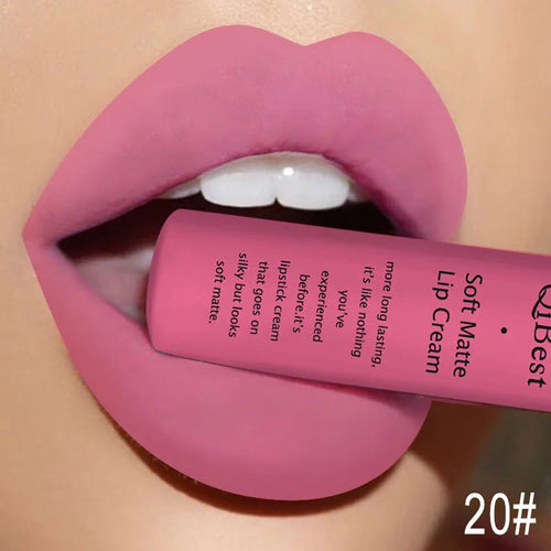 QIBEST Brand 34 Colors Liquid Lipstick Waterproof Matte Nude Lipstick