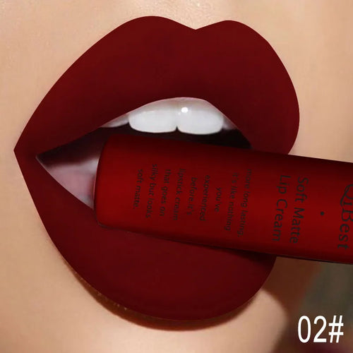 QIBEST Brand 34 Colors Liquid Lipstick Waterproof Matte Nude Lipstick