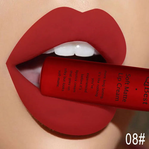 QIBEST Brand 34 Colors Liquid Lipstick Waterproof Matte Nude Lipstick