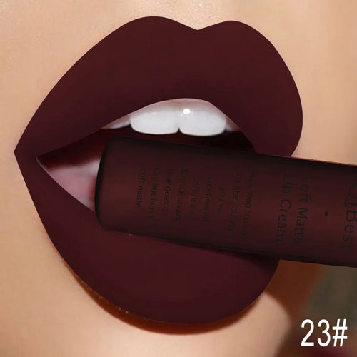 QIBEST Brand 34 Colors Liquid Lipstick Waterproof Matte Nude Lipstick