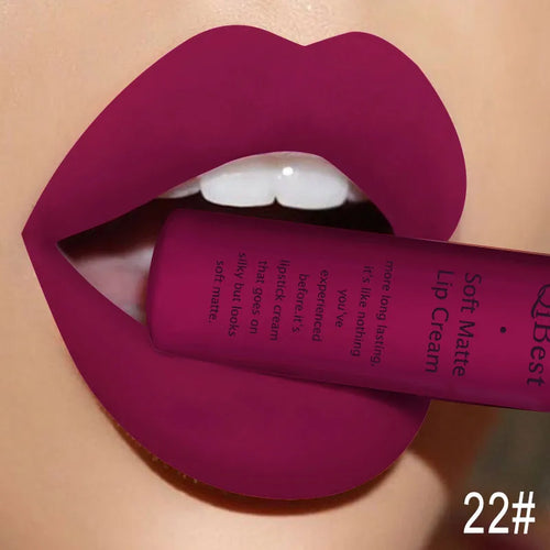 QIBEST Brand 34 Colors Liquid Lipstick Waterproof Matte Nude Lipstick