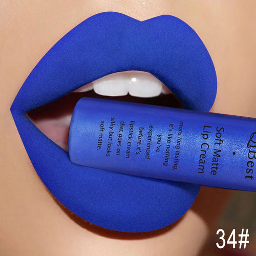 QIBEST Brand 34 Colors Liquid Lipstick Waterproof Matte Nude Lipstick