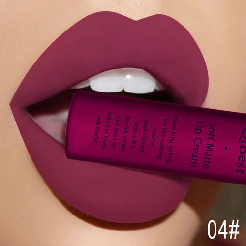 QIBEST Brand 34 Colors Liquid Lipstick Waterproof Matte Nude Lipstick