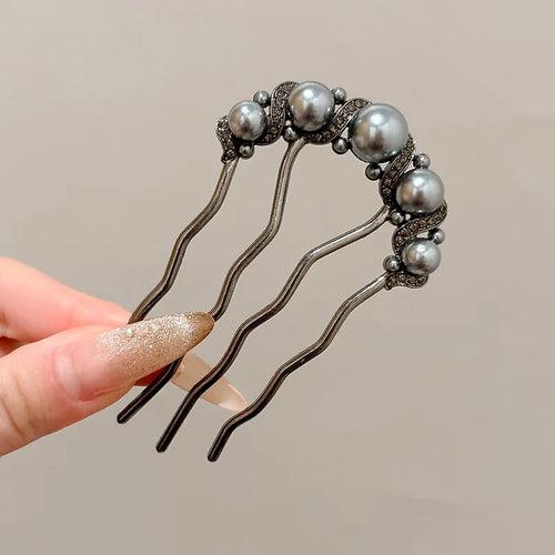 Metal U-Shaped Hair Sticks Combs Pearl Tassel Hair Fork Hair Clip