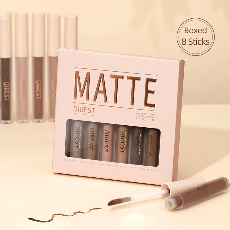 8 colors Waterproof Liquid Eyeshadow Set with Nude, Matte, Black,