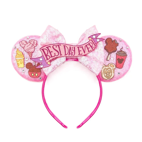 2023 New Style Mickey Minnie Ear Headband Sequin Bows Girl Adult Kids