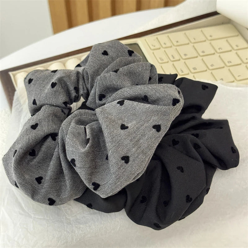 Premium Heart Polka Dot Bow Hair Ties for Women Korean Style Soft