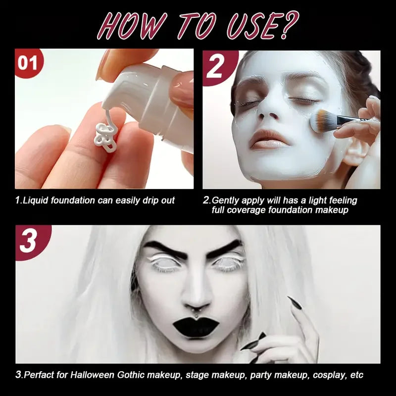 White Liquid Foundation, Full Coverage Heavy Duty Coverage, Creamy