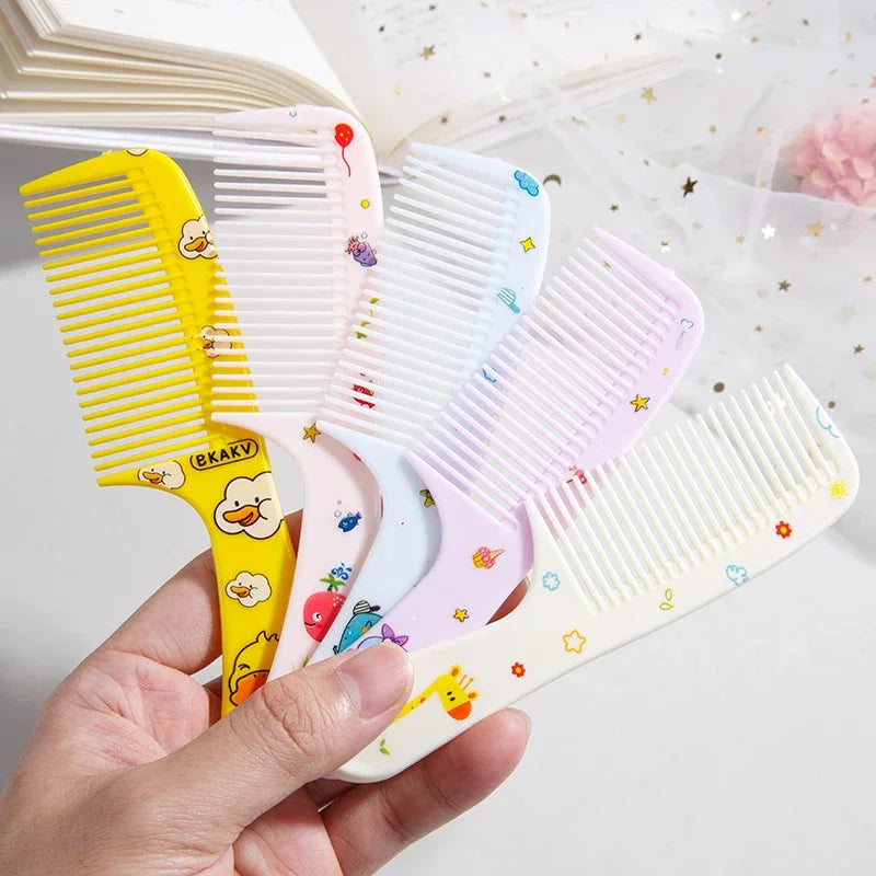 2pcs Cartoon Cute Small Comb Set, Fine Tooth Rat Tail Comb, Portable