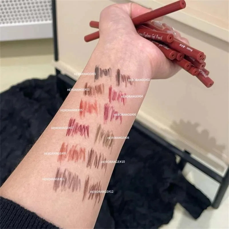 12 Colors Eyeliner Pencil Smooth Wine Red Soft High Pigment Eye Liner