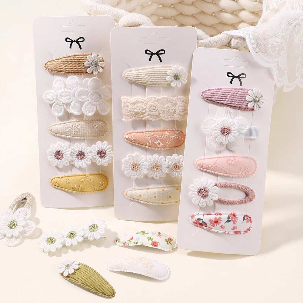 5Pcs/Set Mini Baby Girl Hair Clip Cute Floral Bow Bunny Princess