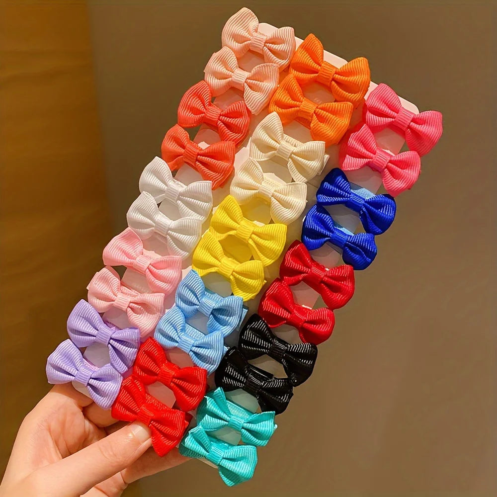 30/90Pcs Cute Dopamine Color Fabric Hairpins for Little Girls Cute Bow