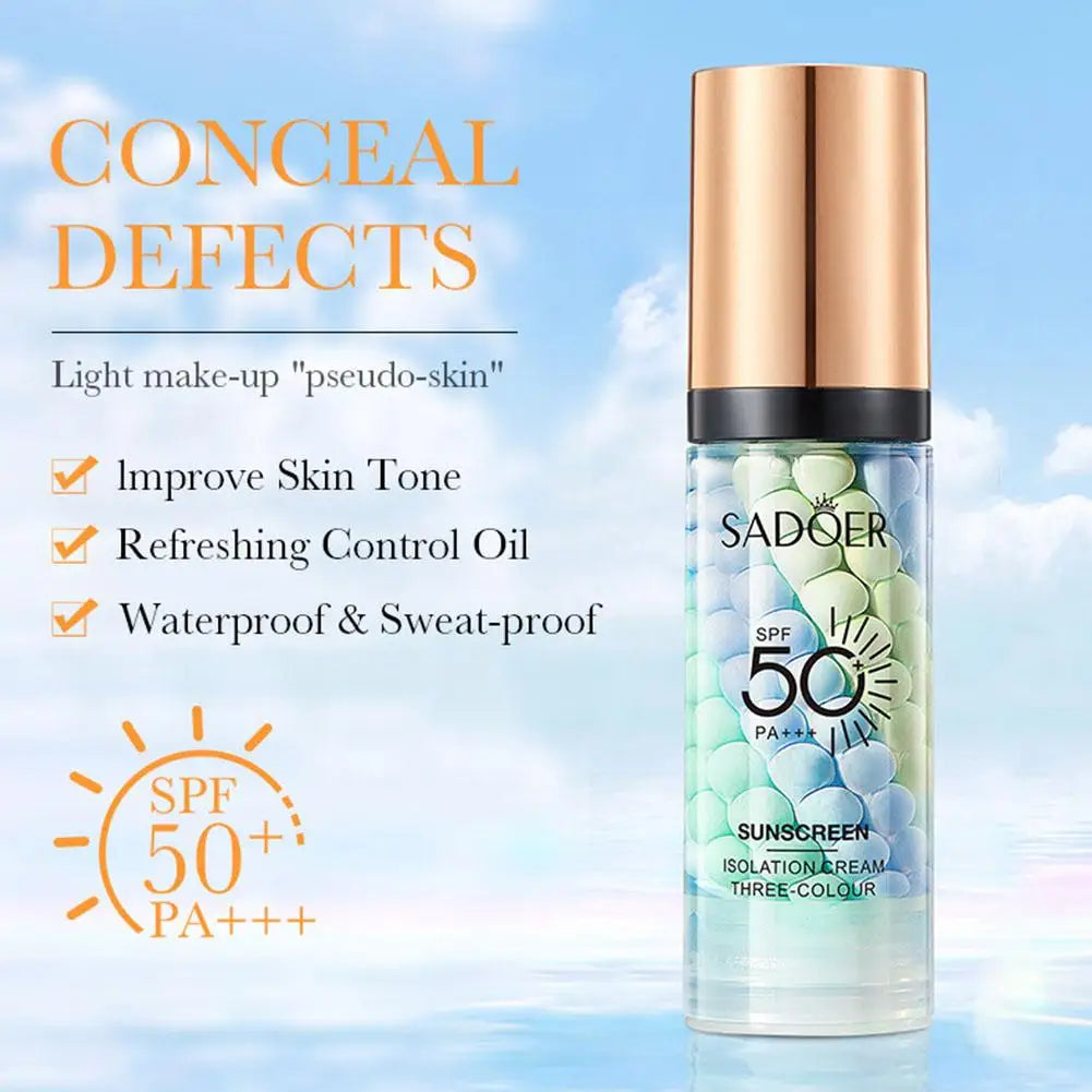 Face Makeup Primer Tri-color Cream Contour Color Isolation Waterproof