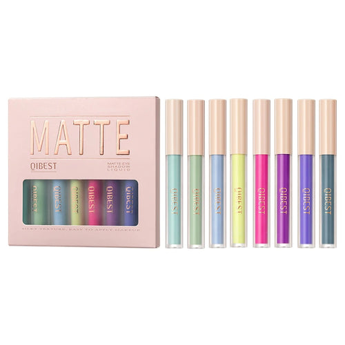 8 colors Waterproof Liquid Eyeshadow Set with Nude, Matte, Black,